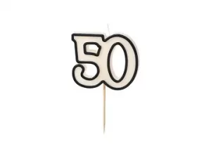 icon_SCU16-50_01_S Geburtstagskerze Nummer 50, 5,5cm, schwarz-weiß