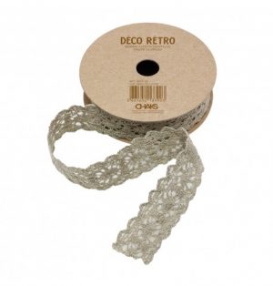 ruban-coton-dentelle-taupe-2cmx2m Geschenkband aus Baumwolle Taupe 2cm x 2m