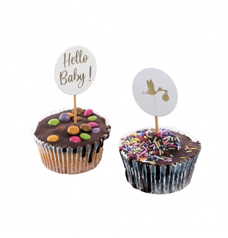 Topper/Cupcake-picks "Hello Baby" 4CM X 8.5CM