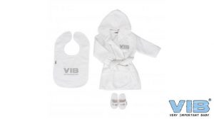 Giftset Weiß Bademantel/Latz/Slippers