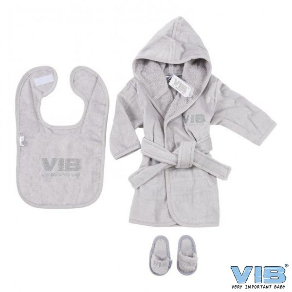 5d2daab43868d Giftset Grau Bademantel/Latz/Slippers