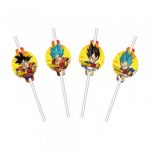8 Papierstrohhalme 19,6cm + Dragon Ball Z Medallions
