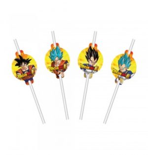8-pailles-papier-19-6cm-medaillons-dia-4-8cm-x-6-3cm-ht-dragon-ball 8 Papierstrohhalme 19,6cm + Dragon Ball Z Medallions