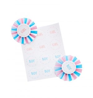 6 BADGES + 12 STICKERS BOY / GIRL - 8CM