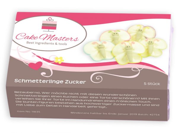 11835_CM118351 Cake-Masters Schmetterlinge Zucker 5 Stück