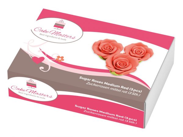 Cake-Masters Rosen 35mm rot Zucker 3 Stück