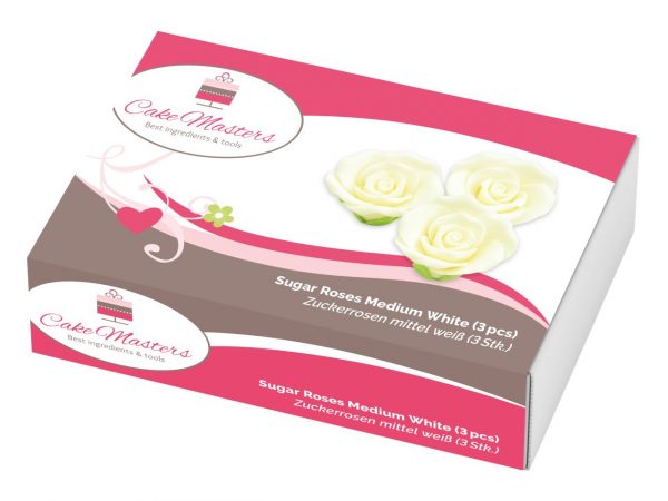 11876_CM118761 Cake-Masters Rosen 35mm weiß Zucker 3 Stück