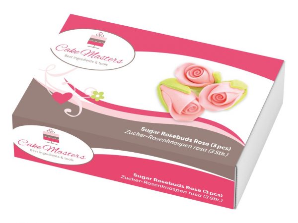 Cake-Masters Rosenknospen rosa Zucker 3 Stück