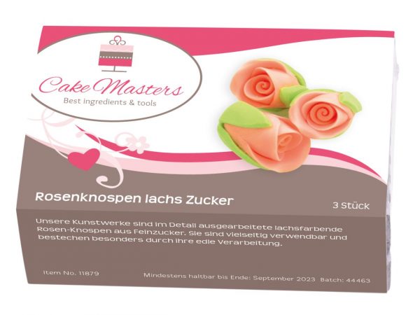 11879_CM118791 Cake-Masters Rosenknospen lachs Zucker 3 Stück