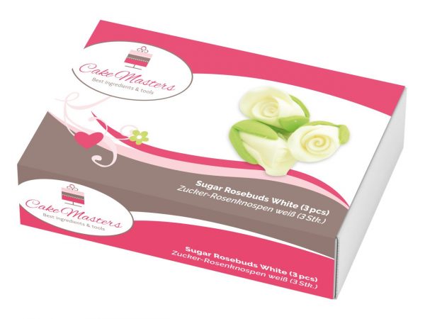 11880_CM118801 Cake-Masters Rosenknospen weiß Zucker 3 Stück