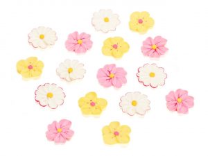 20735_CM207350 Cake-Masters Sommerblüten Zucker rosa gelb weiß 16 Stück