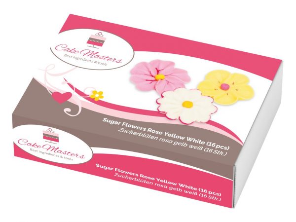 Cake-Masters Sommerblüten Zucker rosa gelb weiß 16 Stück