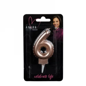 Zahlenkerze "6" Rosegold