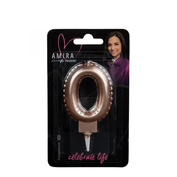 Zahlenkerze "0" Rosegold