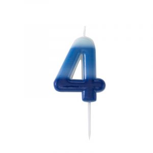 Geburtstagskerze 4 Blau/weiss 6cm