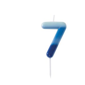 Geburtstagskerze 7 Blau/weiss 6cm