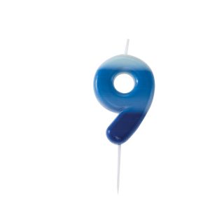 Geburtstagskerze 9 Blau/weiss 6cm