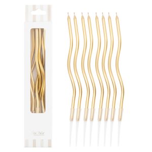 8 Kerzen Curly gold 12,5cm