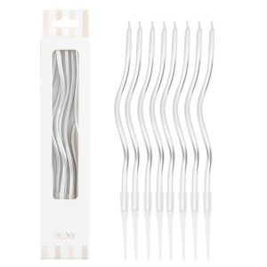 8 Kerzen Curly Silber 12,5cm