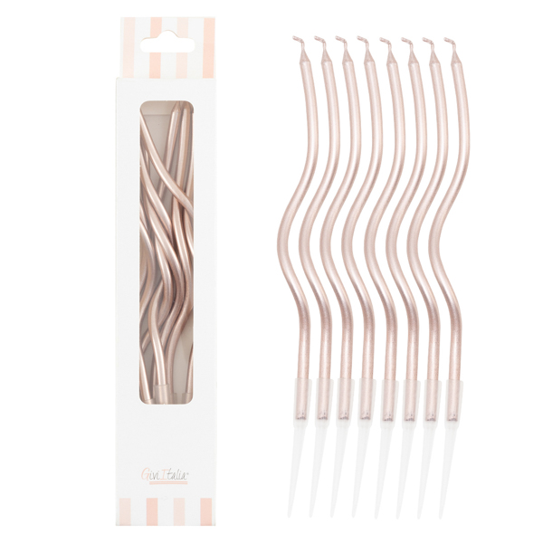 8 Kerzen Curly rosegold 12,5cm