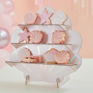 Gebäckständer/Treat Stand - Shells Shaped Treat Stand - Pink and Iridescend