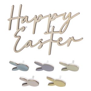 Cake Topper Happy Easter aus bemaltem Holz