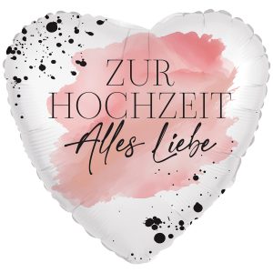 Folienballon Standard Herz - Zur Hochzeit Alles Liebe - 45 cm