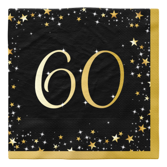 16 Servietten 60 Starlight Birthday - Silver & Gold 33 x 33 cm