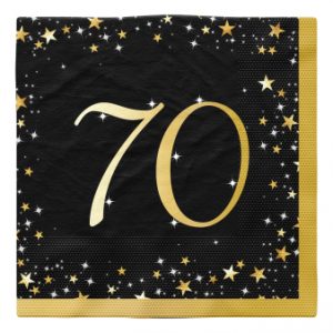 16 Servietten 70 Starlight Birthday - Silver & Gold 33 x 33 cm