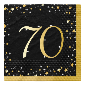 16 Servietten 70 Starlight Birthday - Silver & Gold 33 x 33 cm