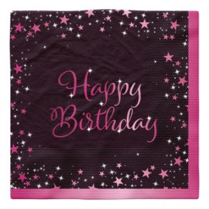 9084216-1_30417-2-3-338 Servietten Happy Birthday Starlight Pink 33 x 33 cm
