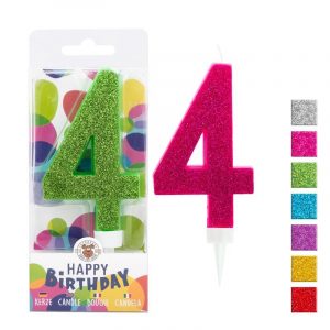 Zahlenkerze 4 Glitter Maxi 9,5cm