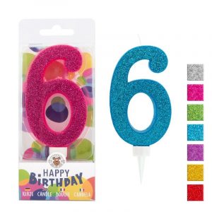 Zahlenkerze 6 Glitter Maxi 9,5cm