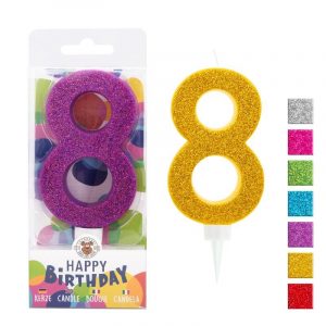 Zahlenkerze 8 Glitter Maxi 9,5cm