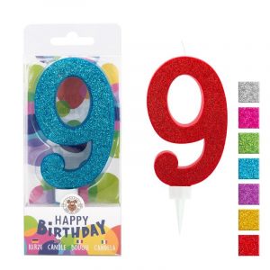 Zahlenkerze 9 Glitter Maxi 9,5cm
