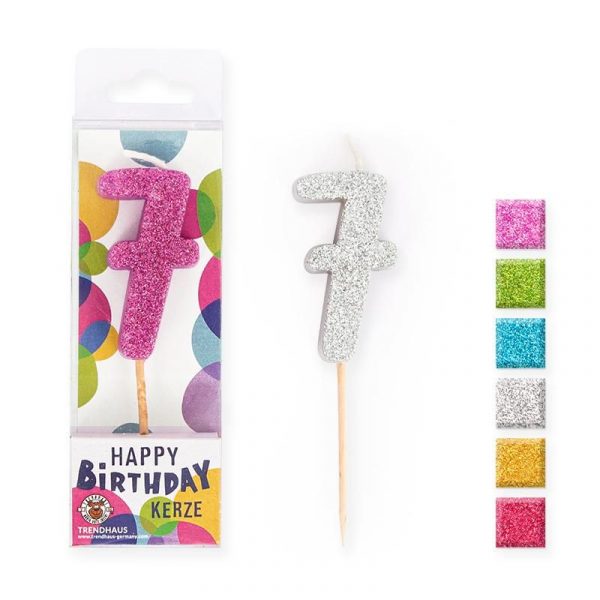 BIRTHDAY FUN Zahlenkerze Glitter Mini 7