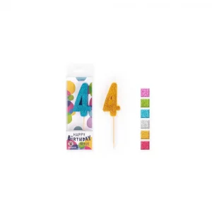 BIRTHDAY FUN Zahlenkerze Glitter Mini 4