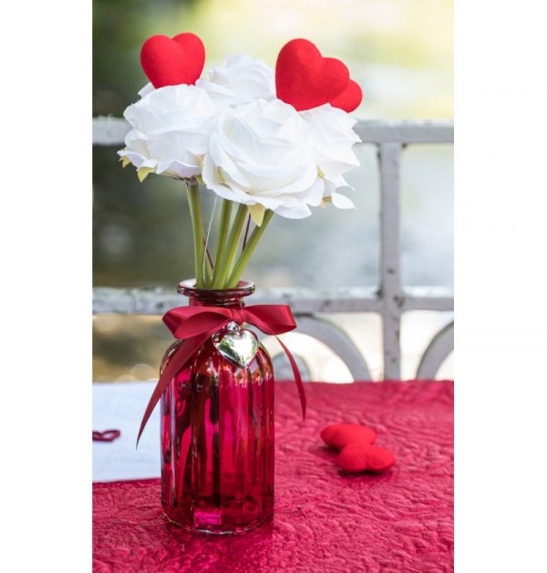 Strauß aus 6 rote Herzen, 10 cm x 4 cm x 15 cm