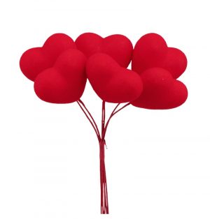 Strauß aus 6 rote Herzen, 10 cm x 4 cm x 15 cm