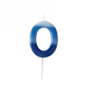 Geburtstagskerze 0 Blau/weiss 6cm