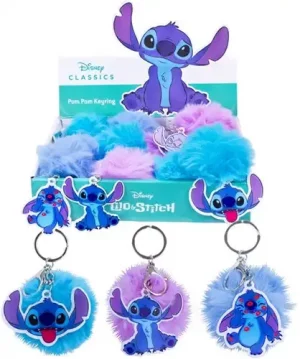 Disney Stitch Schlüsselanhänger Plüsch Bommel 7 cm + Kunststoffhänger 6 cm