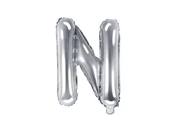 icon_FB2M-N-018_01_S Air-Filled Folienballon Buchstabe "N'', 35cm, silber