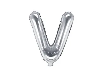 icon_FB2M-V-018_01_S Air-Filled Folienballon Buchstabe "V'', 35cm, silber