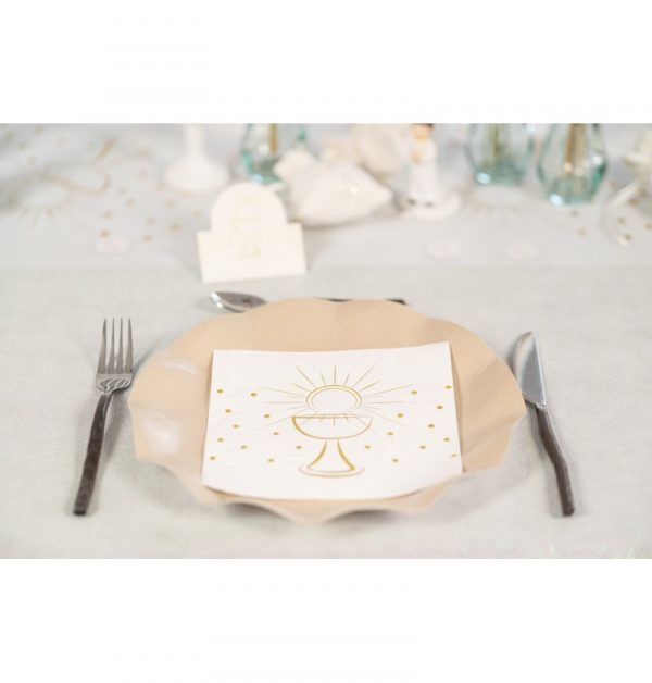 paquet-de-20-serviettes-33cm-x-33cm-3-plis-communion-or-metal 20 Kommunion Servietten 33CM X 33CM