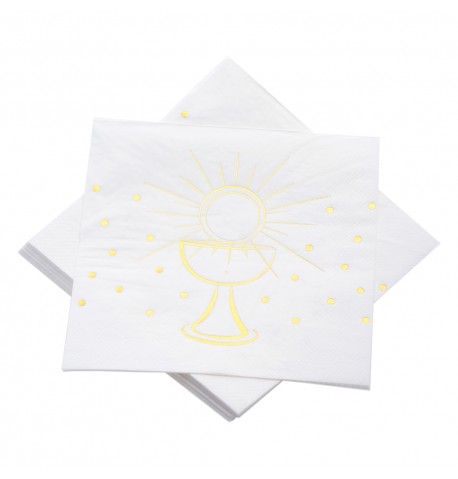 paquet-de-20-serviettes-33cm-x-33cm-3-plis-communion-or-metal 20 Kommunion Servietten 33CM X 33CM