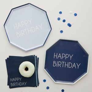 tr 8 Blaue Happy Birthday Teller 25cm