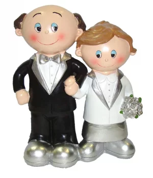 Polyresinfigur Silberhochzeitspaar mit Strauß