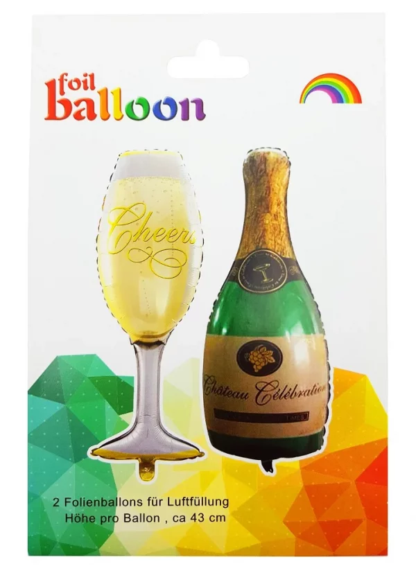 10976640_6886 Air filled Folienballon Sektflasche Flasche + Glas 43cm