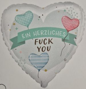 Folienballon Herz "Ein Herzliches Fuck You" 36cm