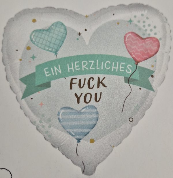 Folienballon Herz "Ein Herzliches Fuck You" 36cm